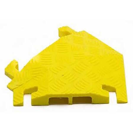 Fastlane Cable Protector 45 Deg Left Turn, 1-1/2 in H, 12 in L, 10-1/4 in W, 2 Channel, Polyurethane, Yellow FL45LT2X1.75-Y