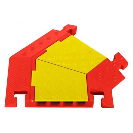 Linebacker Cable Protector, 2-1/8 in H, 1-15/16 ft L, 22 in W, 4 Channel, Polyurethane, Orange, Yellow CPT4X125-R-Y/O