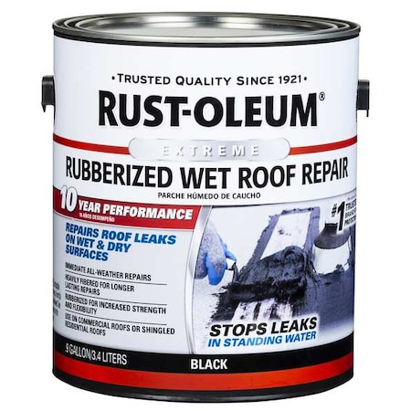 Rust-Oleum Wet Roof Repair, Asphalt, Black, 0.9 gal 351237