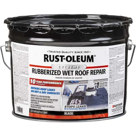 Rust-Oleum Wet Roof Repair, Asphalt, Black, 3.3 gal 351250