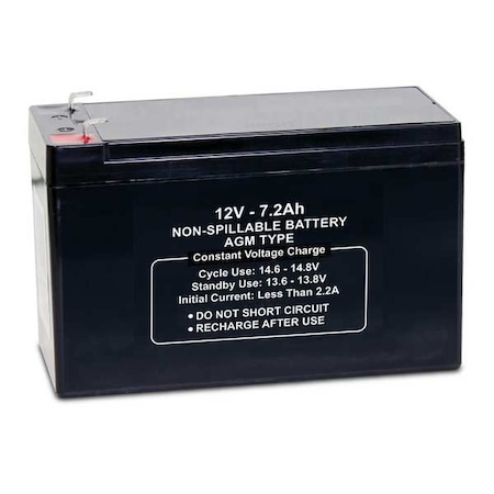 ZORO SELECT Sealed Lead Acid Battery, 12V, 7.2Ah, AGM 47037