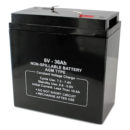 Zoro Select Sealed Lead Acid Battery, 6V, 36Ah, AGM 47043