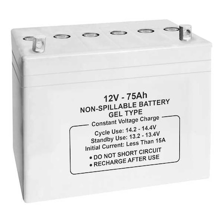 Zoro Select Sealed Lead Acid Battery, 12V, 75Ah, GEL 47045