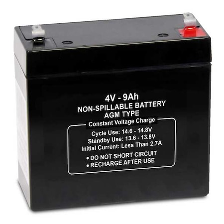 Zoro Select Sealed Lead Acid Battery, 4VDC, 9Ah 47027
