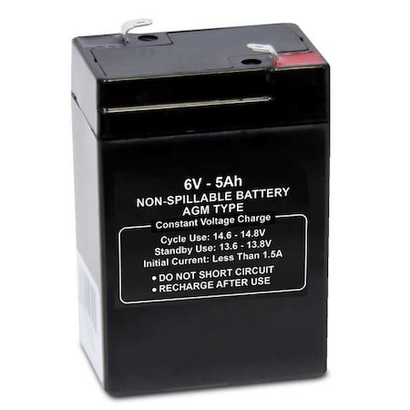 Zoro Select Sealed Lead Acid Battery, 6VDC, 5Ah 47033