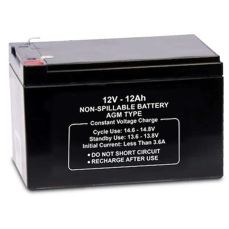 Zoro Select Sealed Lead Acid Battery, 12VDC, 12Ah 47012