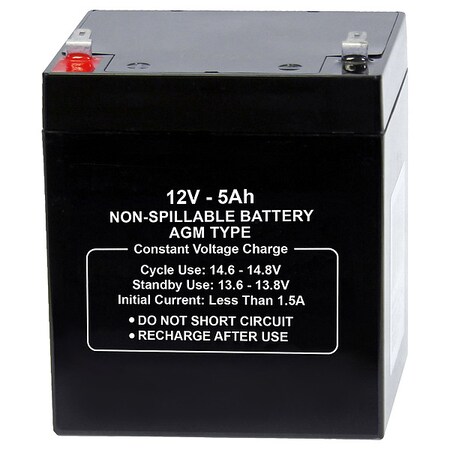 Zoro Select Sealed Lead Acid Battery, 12VDC, 5Ah 47017