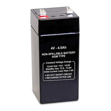 Zoro Select Sealed Lead Acid Battery, 4VDC, 4.5Ah 47022