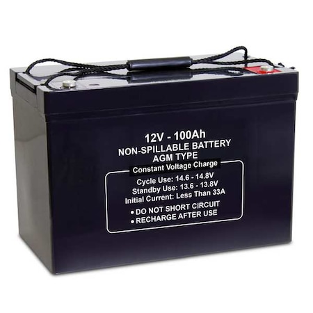 Zoro Select Sealed Lead Acid Battery, 12VDC, 100Ah 47025