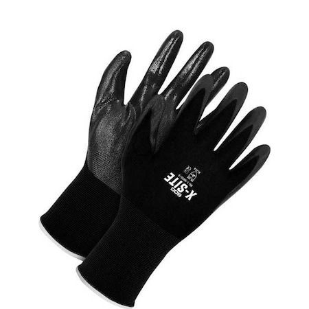 Bdg Nitrile Coated 15 ga. Gloves, Nitrile, Smooth, Palm, Not Rated Abrasion Level, Black, 2XL (11) 1 PR 99-1-9870-11