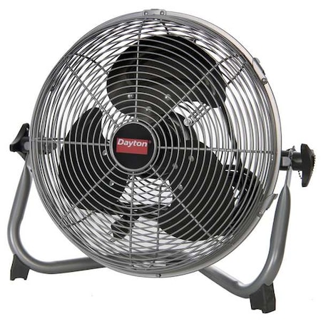 Dayton Floor Fan, 3 Speeds, Silver, Wall and Ceiling Bracket 61LD81