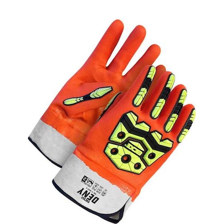 Bdg Chemical Resistant Gloves, Full, Orange, Yellow, L, 1 PR 99-1-503-L