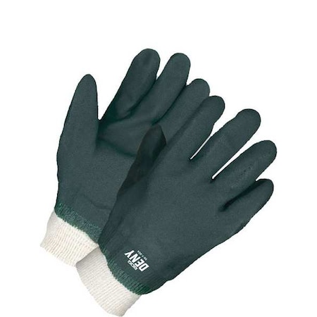 Bdg Coated Gloves, PVC, Rough, Full, Not Rated Abrasion Level, Green, One Size 1 PR 99-1-904
