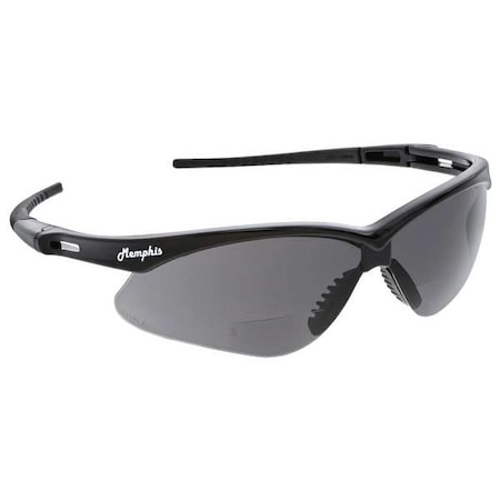 Mcr Safety Memphis Reader Safety Glasses, Black Wraparound Frame, 1.0 Diopter, Gray Lens, Anti-Scratch Coating MPH10G