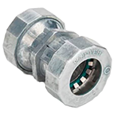 Bridgeport Fittings EMT Coupling, 1/2 in, Push-On; Threaded, Zinc Alloy, Plain 260-MSRT