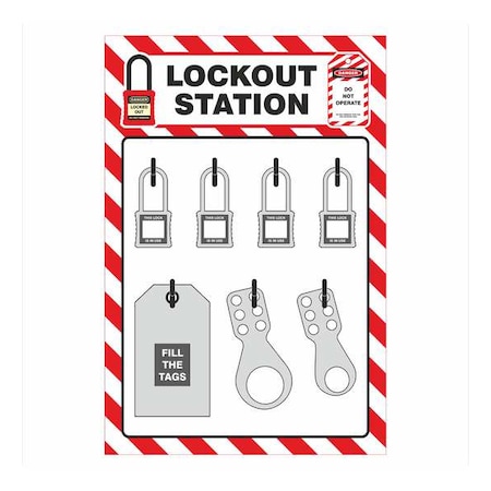 Zing Lockout Tagout Shadow Board, 11-3/4" W 7800