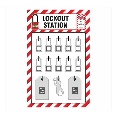 Zing Lockout Tagout Shadow Board, 15" W 7801