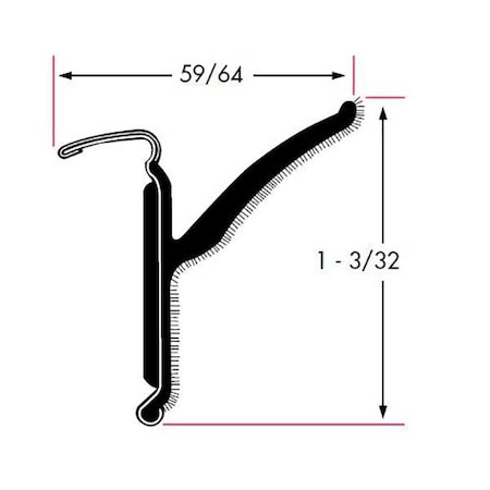 Fairchild Edge Trim, Beltline With Stainless Steel Bead Rigid Flocked Lining Rubber Covered, 8 ft Length 1371-4X2