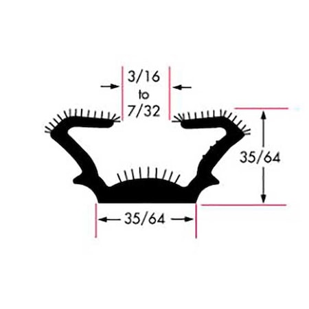 Fairchild Edge Trim, EPDM, 8 ft Length, 9/16 in Overall Width, Style: Window Channel 0458-8