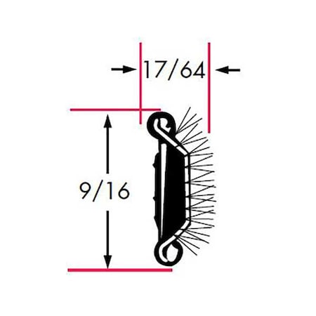 Fairchild Edge Trim, Beltline With Stainless Steel Bead Flexible Pile Lining Rubber Covered, 8 ft Length 0194-4X2