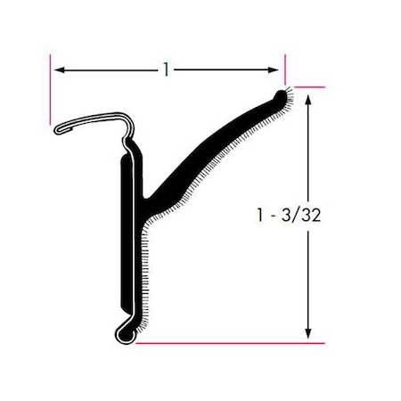 Fairchild Edge Trim, Beltline With Stainless Steel Bead Rigid Flocked Lining Rubber Covered, 8 ft Length 1370-4X2