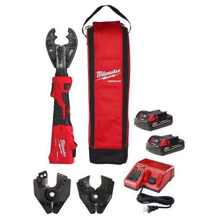 Milwaukee Tool M18™ FORCE LOGIC™ Cordless 6T Linear Utility Crimper Kit w/ BG-D3 Jaw & Cutting Jaws 2978-BGKIT