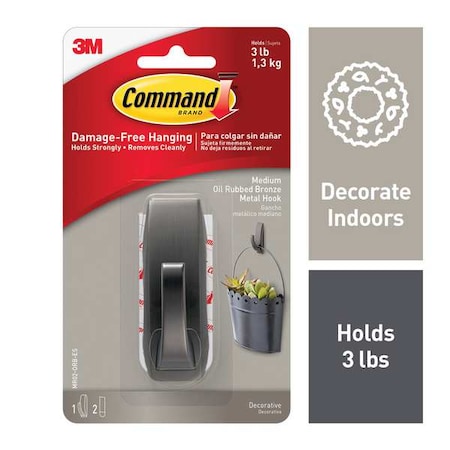 Command Hook, Bronze, Metal, 1 1/8 in D MR02-ORB-ES