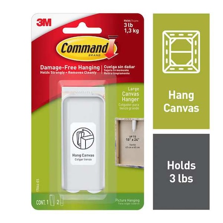 Command Canvas Hanger, White, Plastic, 5/8 in D 17044-ES