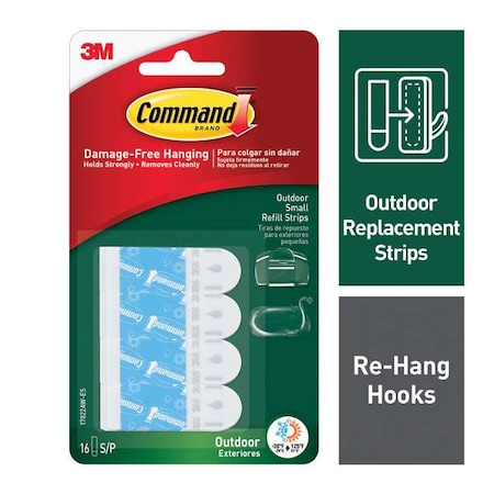 Command Small Refill Strip, White, Foam, PK16 17022AW-16ESF