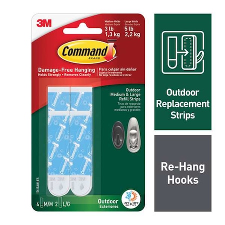 Command Assorted Refill Strip, White, Foam, PK6 17615AW-ES
