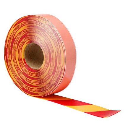 BRADY Floor Tape, Red/Yellow, 2 inx100 ft, Roll 170095