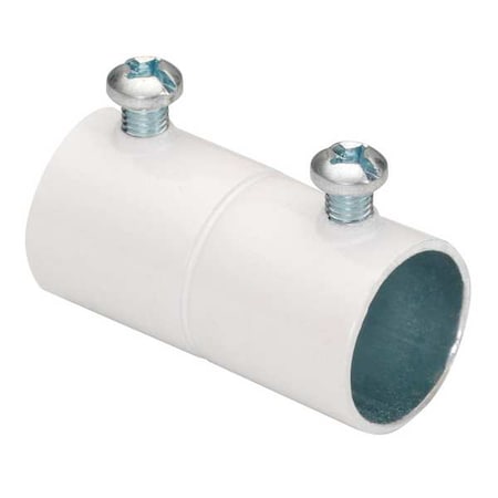 Bridgeport Fittings EMT Coupling, 1 in, Set Screw, Steel, Painted, White 242-SW
