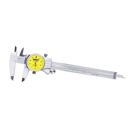 Insize Dial Caliper, 0 to 6 in, Stainless Steel 1318-6