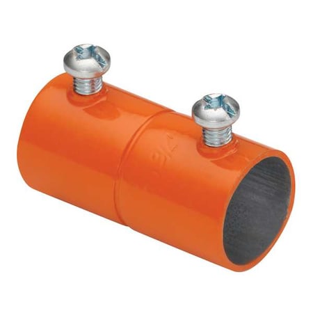 Bridgeport Fittings EMT Coupling, 2-1/2 in, Set Screw, Steel, Painted, Orange 246-SO