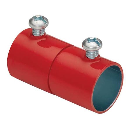 Bridgeport Fittings EMT Coupling, 3/4 in, Set Screw, Steel, Plain, Red 241-SR