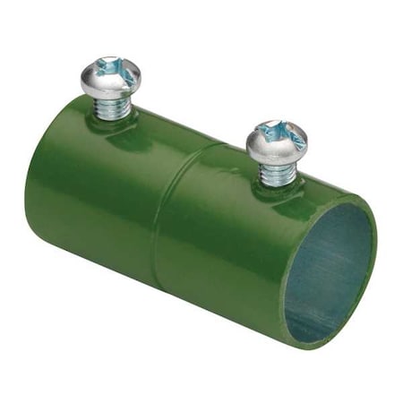 Bridgeport Fittings EMT Coupling, 2-1/2 in, Set Screw, Steel, Plain, Green 246-SG
