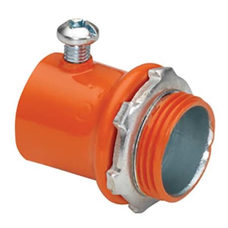Bridgeport Fittings EMT Grounding Connector, 1 in, Set Screw, Steel, PVC Coated, Orange 232-SO