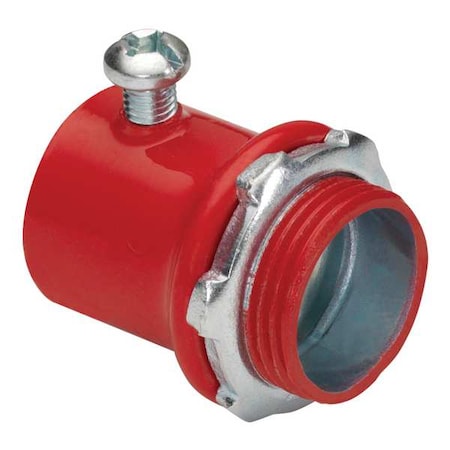 Bridgeport Fittings EMT Grounding Connector, 1-1/4 in, Set Screw, Steel, Plain, Red 233-SR