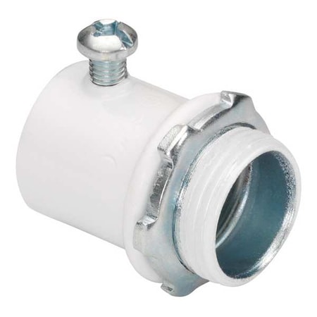Bridgeport Fittings EMT Grounding Connector, 3/4 in, Set Screw, Steel, Painted, White 231-SW