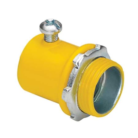 Bridgeport Fittings EMT Grounding Connector, 1/2 in, Set Screw, Steel, Zinc Plated, Yellow 230-SY