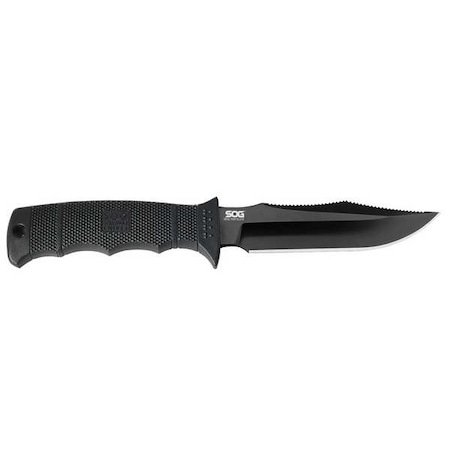 Sog Fixed Blade Knife, Black, Steel, Straight E37SN-CP
