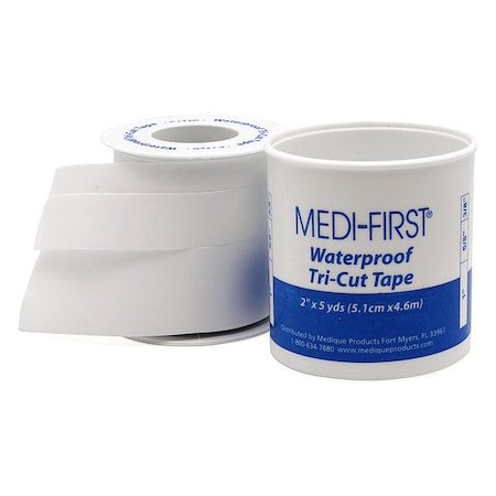 Zoro Select Tri-Cut Adhesive Tape, 5yd, White 3JMH9