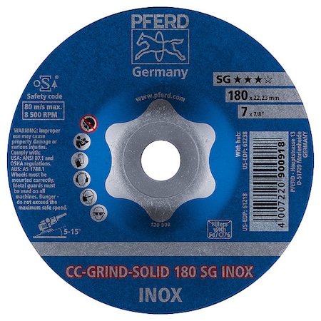 Pferd 7" CC-GRIND-SOLID - 7/8" A.H. - SG INOX 61218