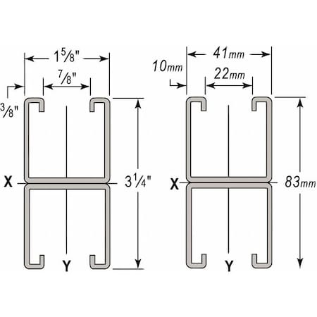 Wesanco Back to Back Strut, Half Slotted, 304 Stainless Steel, Plain W211SSST30420