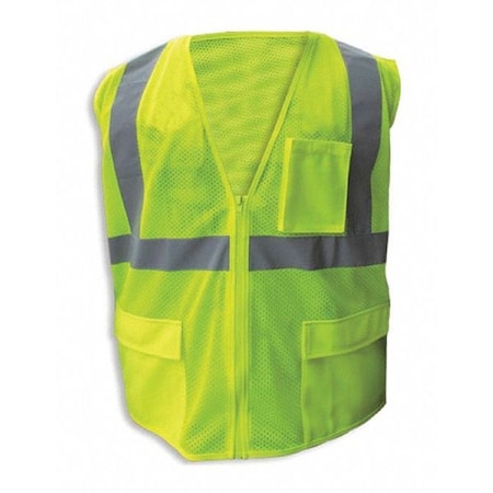 Jaydee Enguard Safety Vest, Lime, Slvr stripe, Zip, 2XL SV-530Z-2XL