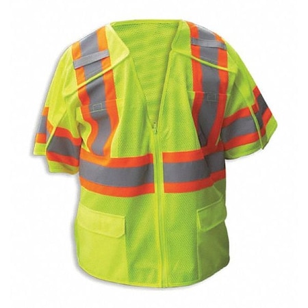 Jaydee Enguard Safety Vest, Lime, Cls3, 5pt Brkawy, XL SV-535Z-XL