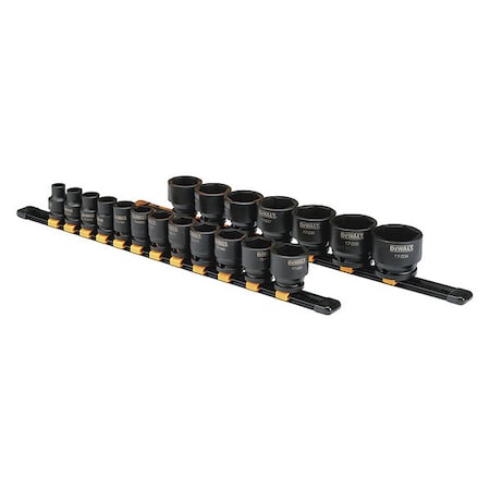 Dewalt Socket Set, 19 Pieces, SAE, 1/2" Drive Size DWMT19240
