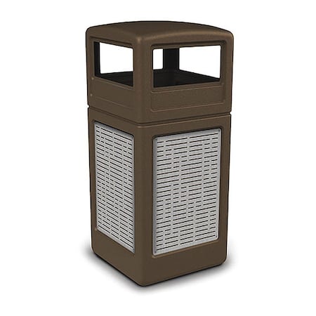 Commercial Zone Products 42 gal Square Outdoor Can, Brown, Stainless Steel 732906299
