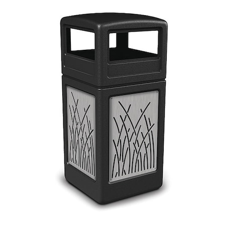 Commercial Zone Products 42 gal Square Outdoor Can, Black, Stainless Steel 732916199