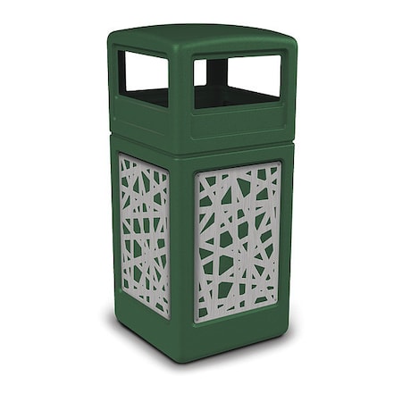 Commercial Zone Products 42 gal Square Outdoor Can, Green, Stainless Steel 732926099